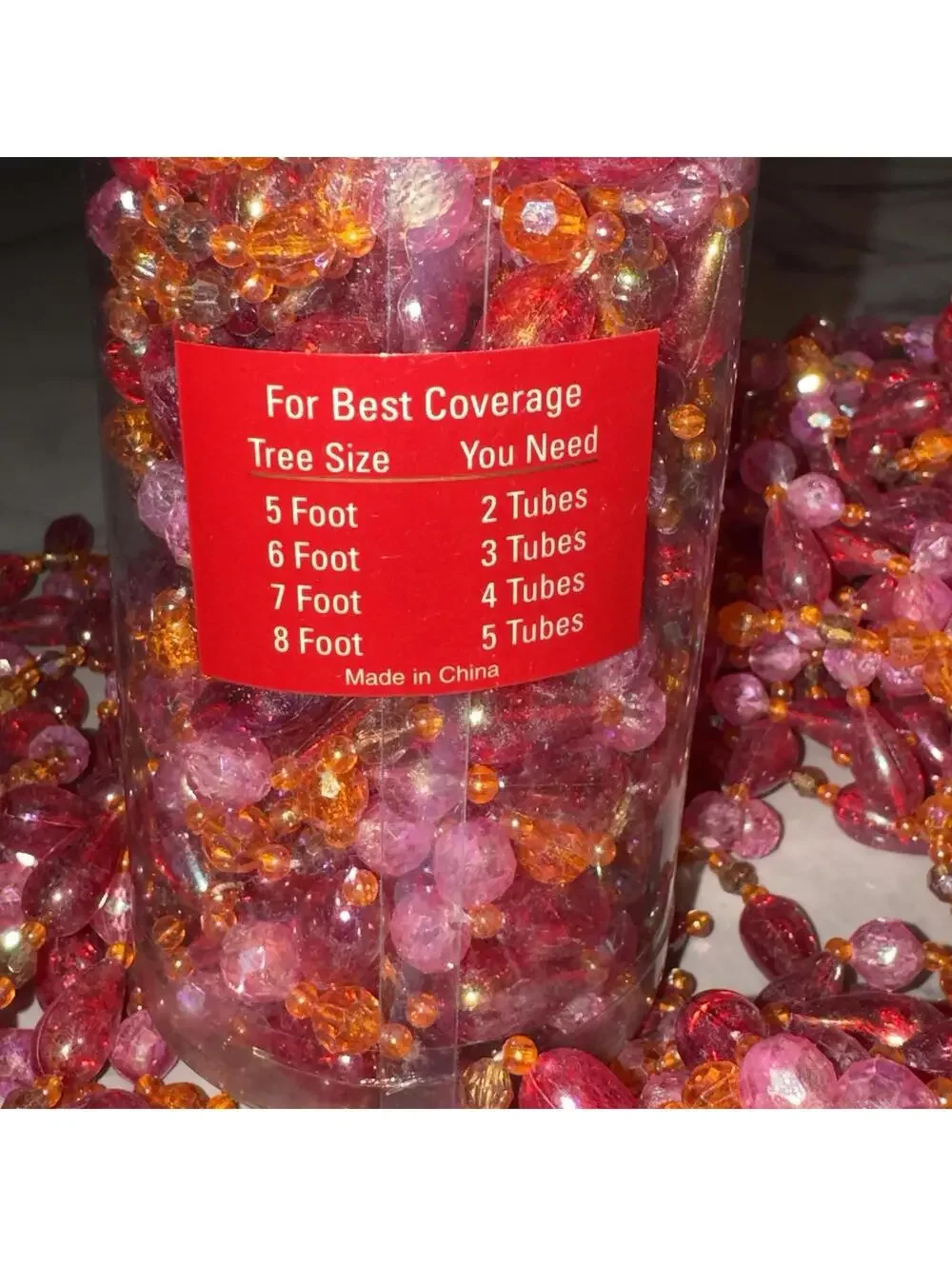 4x 20 Feet Of Lord & Taylor Beaded‎ Garland Strand Pink Orange Boho Chic 7' Tree